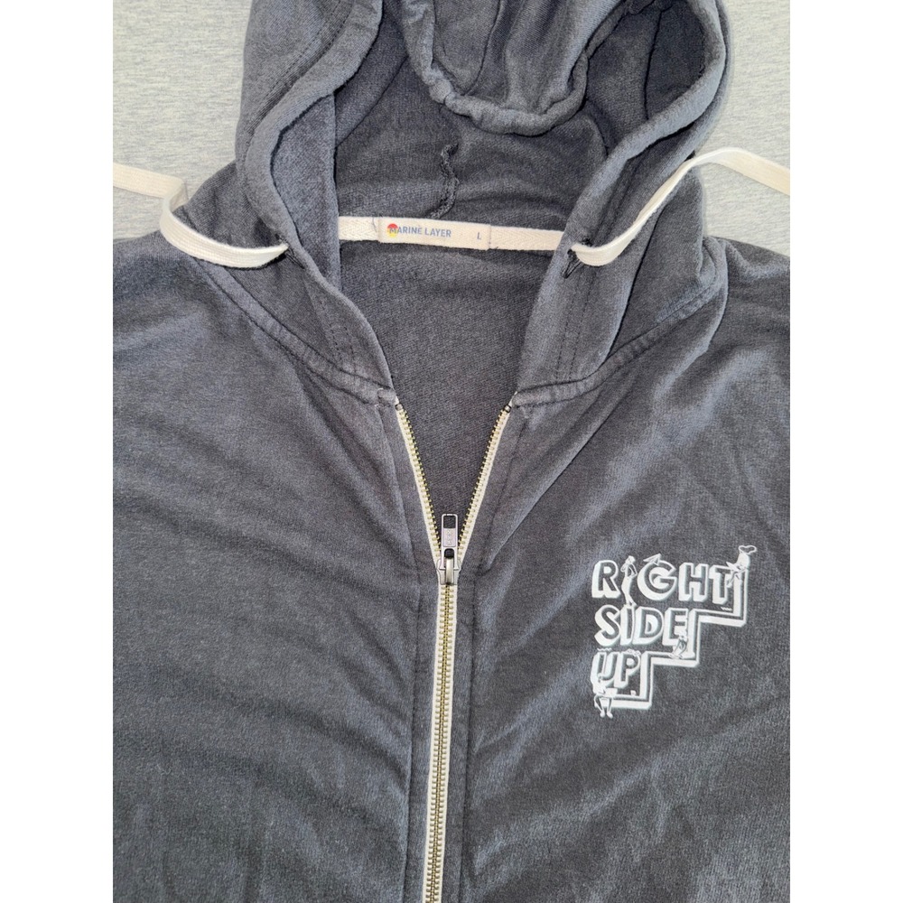 Marine Layer Mens Gray Regular Fit Right Side Up Full Zip Hoodie Coastal Casual